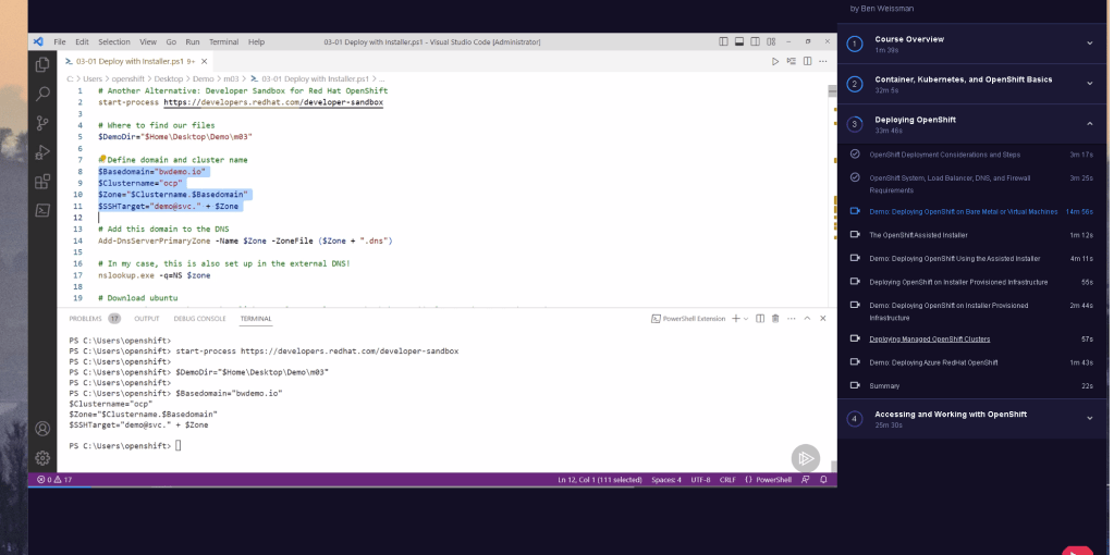 openshift course pluralsight 55